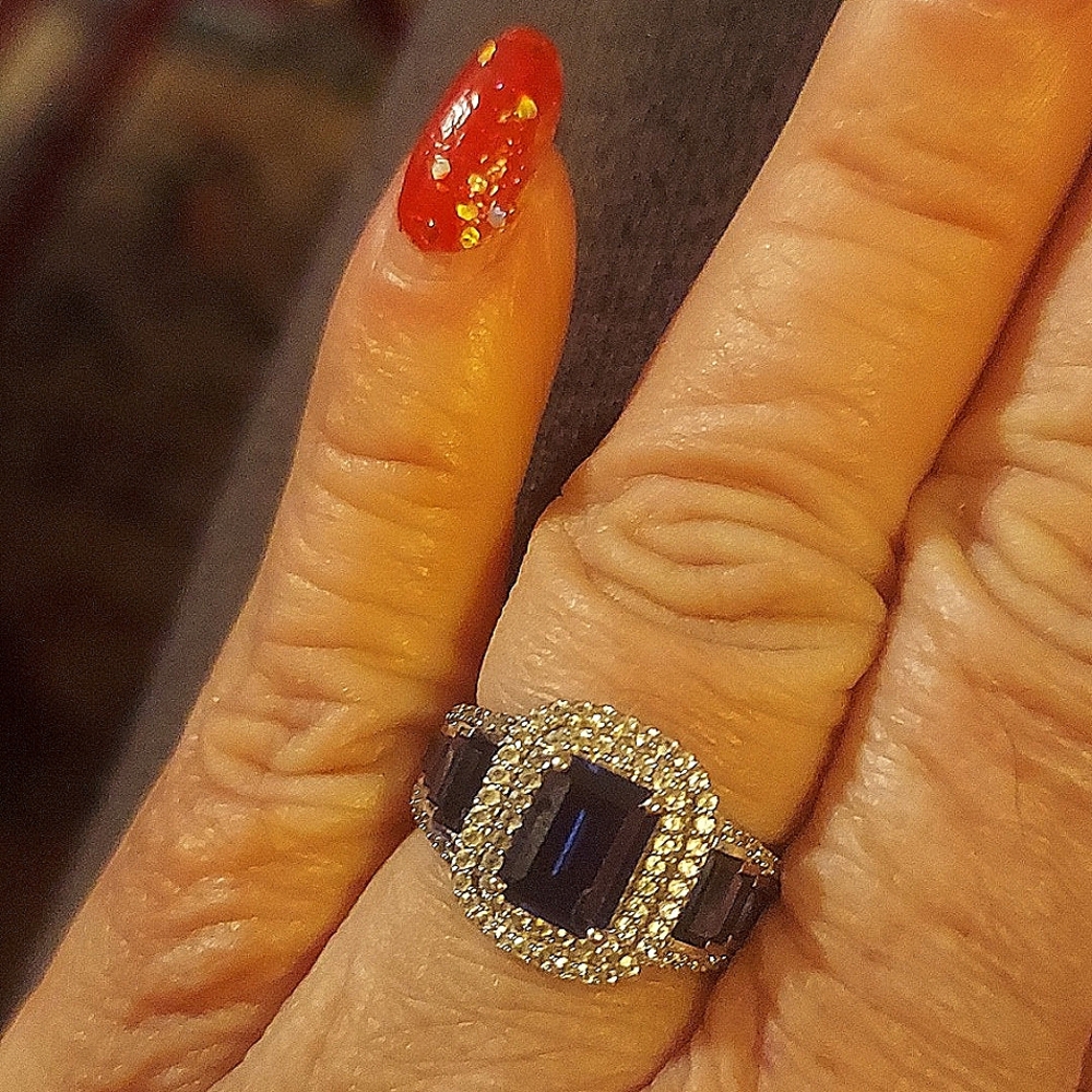 925 Vintage Sephire and diamonds ring